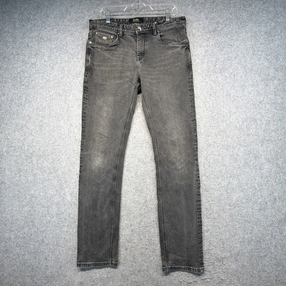 Diesel Ring Spun Slim Tapered Jeans Black Mens 34x34 Stretch
